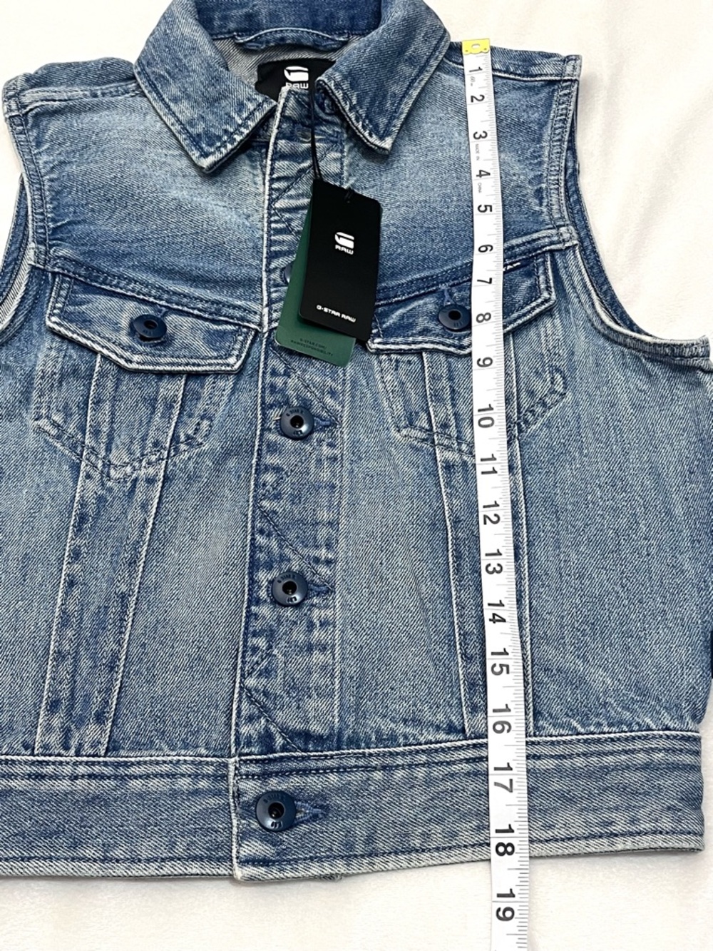 G-Star Raw Women’s Slim Sun Faded Air Force Light Blue Denim Vest w Pockets XS - Picture 12 of 16